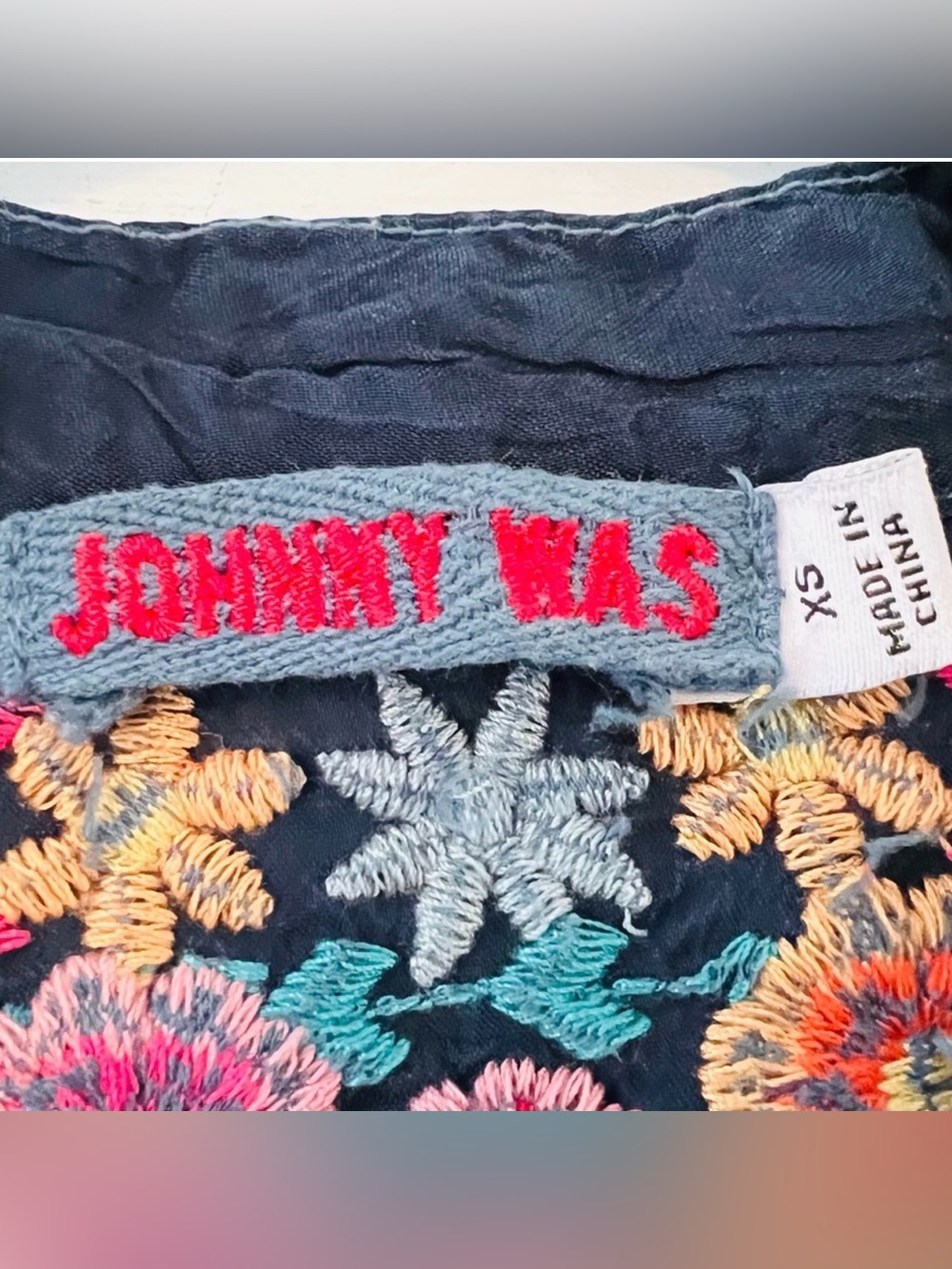 Johnny Was Annette Floral Embroidered Tunic Blue Size XS - Picture 5 of 9